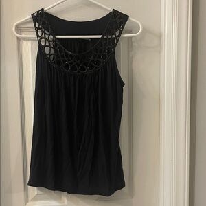 Express Black Sleeveless Blouse with Cutout Neckline